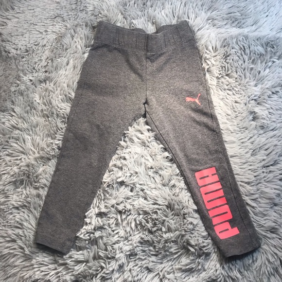 3/$34 PUMA LEGGINGS GREY CORAL PINK SIZE 3 - Picture 2 of 9
